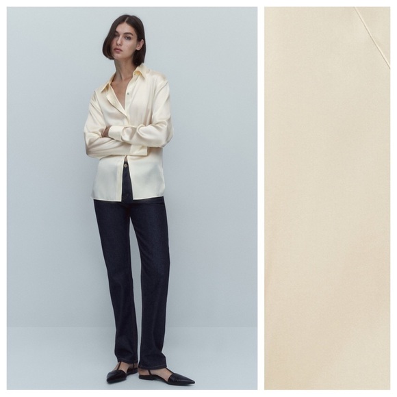 Massimo Dutti Tops - NWT. Massimo Dutti Cream Silk Blend Fitted Blouse. Size S.